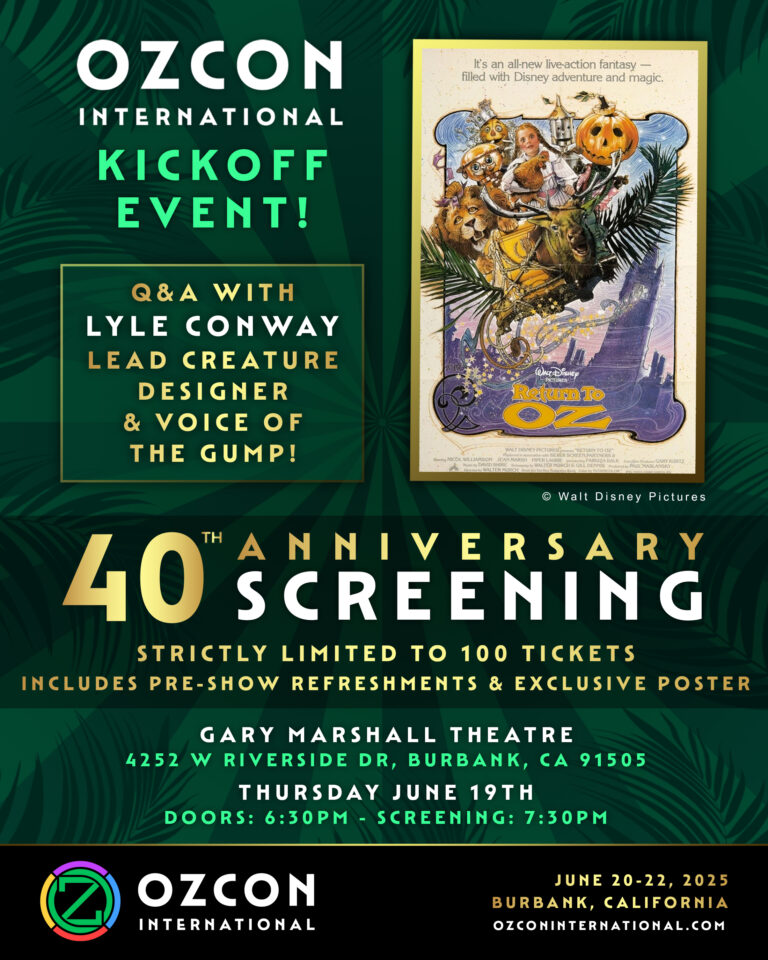 OzCon International Kickoff Event! Q&A with Lyle Conway Lead Creature Designer & Voice of The Gump! 40th Anniversary Screening. Strictly Limited to 100 tickets. Includes pre-show refreshments and exclusive poster.
